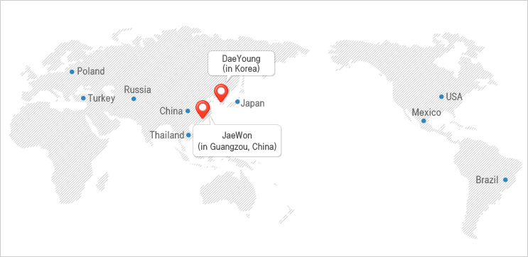 Suppliers:DeaYoung in Korea, JeaWon In Guangzou, China